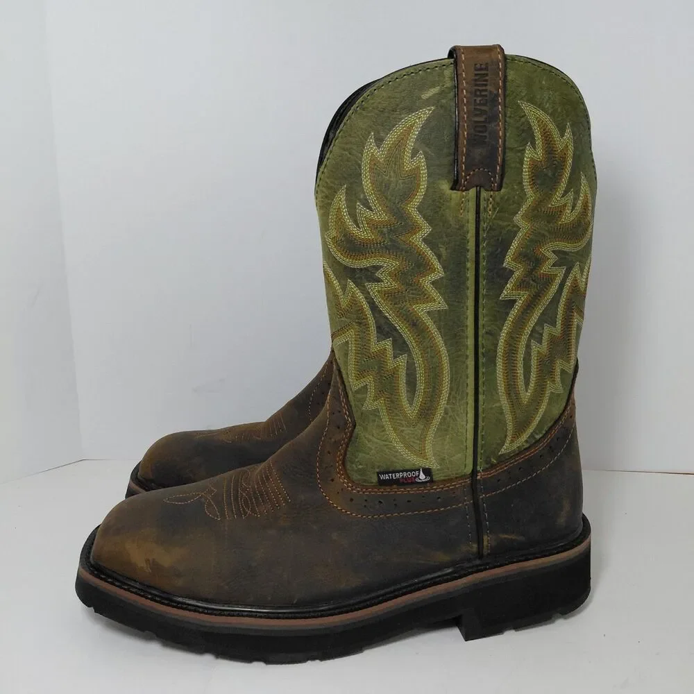 WOLVERINE Rancher Met Steel Toe Leather Cowboy Work Boots Men's Sz 8M